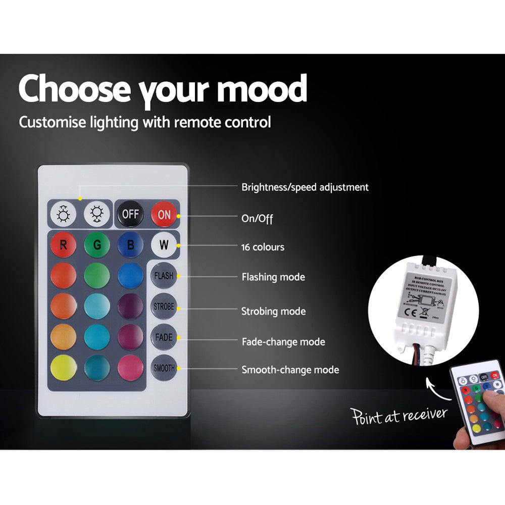 Crafted Comforts  Bed Frame Double Size LED Gas Lift White LUMI