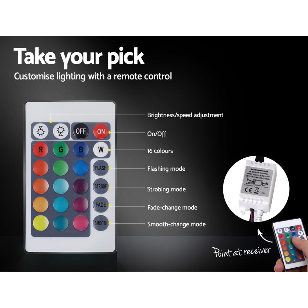 Crafted Comforts  Bed Frame King Single Size LED Gas Lift Black LUMI