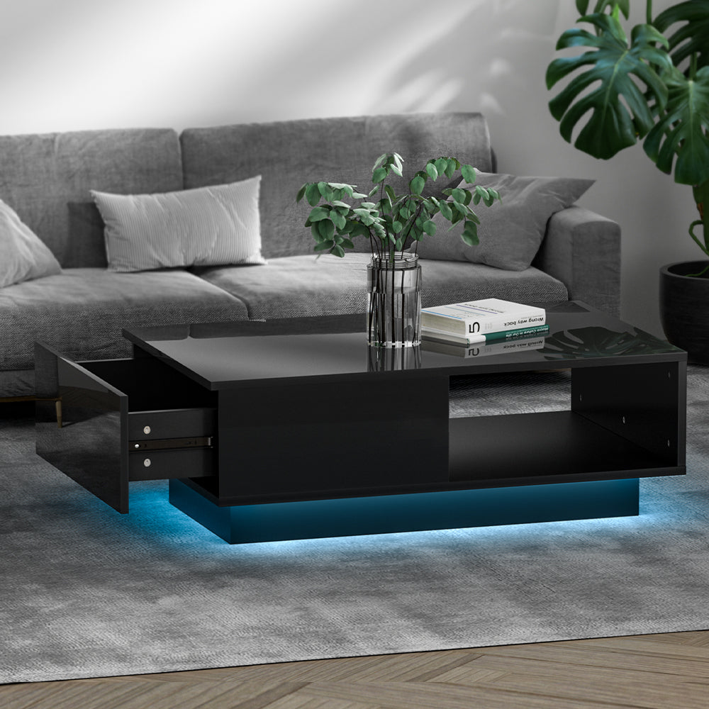 Crafted Comforts  Coffee Table Led Lights Black