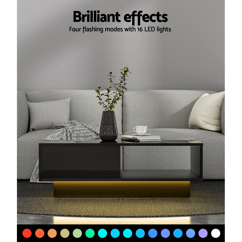 Crafted Comforts  Coffee Table Led Lights Black