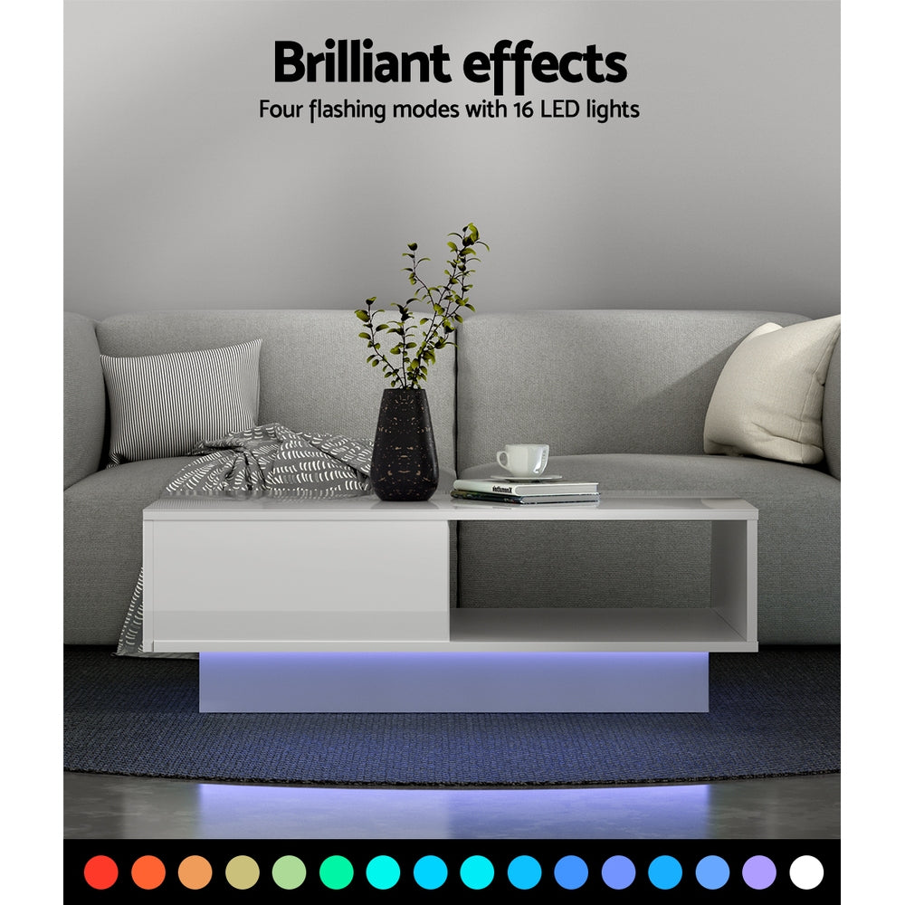 Crafted Comforts  Coffee Table Led Lights White
