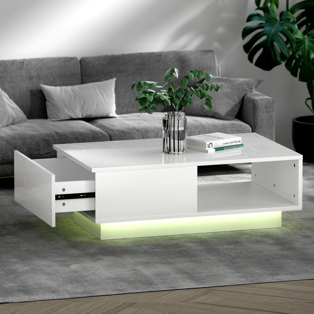 Crafted Comforts  Coffee Table Led Lights White