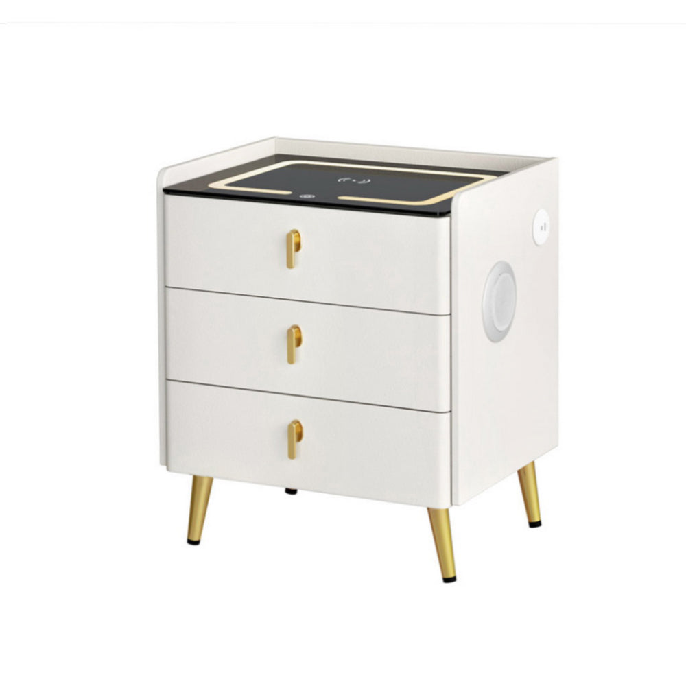 Crafted Comforts  Bedside Table Wireless Charging - ALMA White