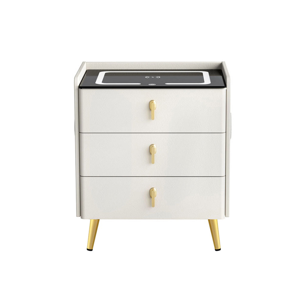 Crafted Comforts  Bedside Table Wireless Charging - ALMA White