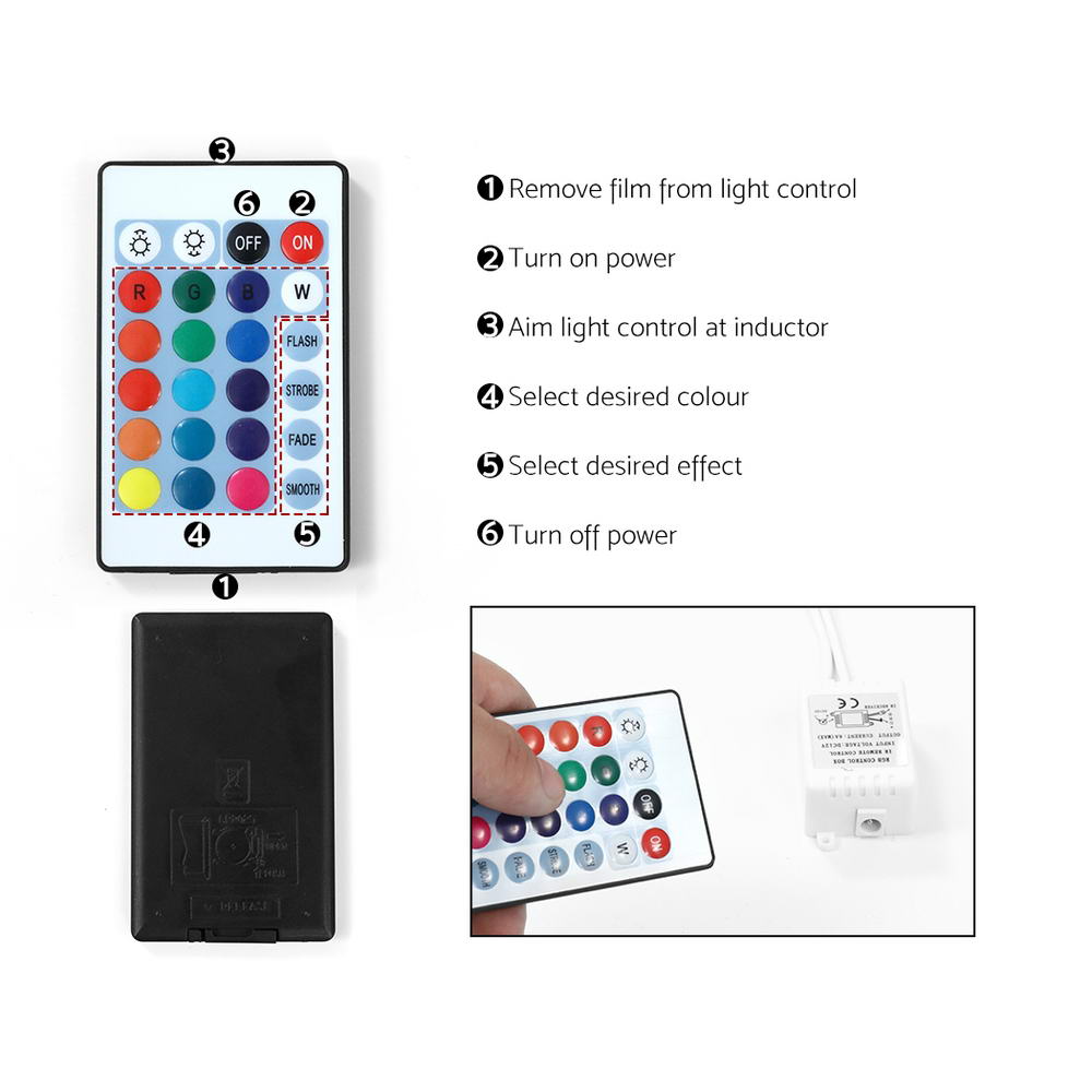 Crafted Comforts  Bedside Table LED 2 Drawers - LUMI Black