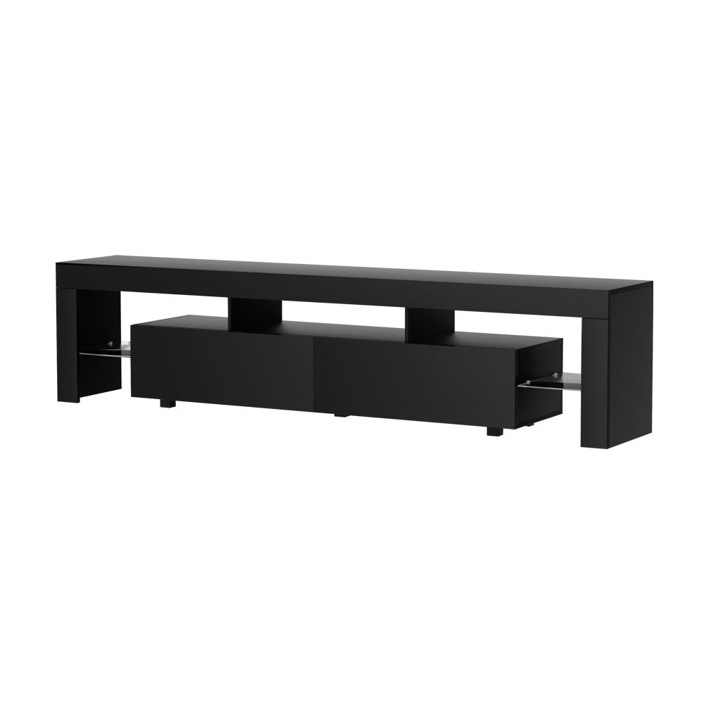 Crafted Comforts  TV Cabinet Entertainment Unit Stand RGB LED Gloss Furniture 200cm Black