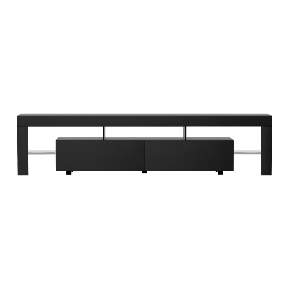 Crafted Comforts  TV Cabinet Entertainment Unit Stand RGB LED Gloss Furniture 200cm Black