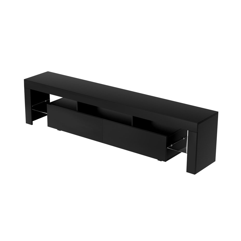 Crafted Comforts  TV Cabinet Entertainment Unit Stand RGB LED Gloss Furniture 200cm Black