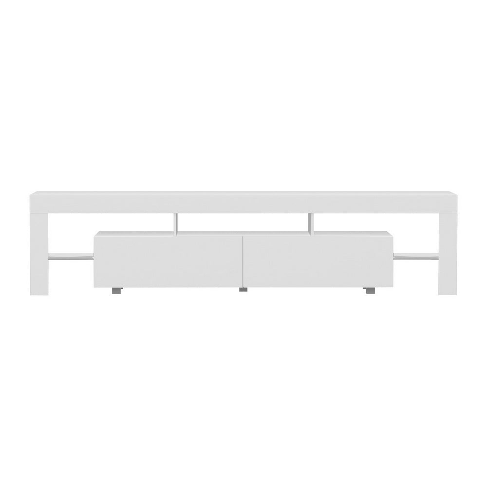 Crafted Comforts  TV Cabinet Entertainment Unit Stand RGB LED Gloss Furniture 200cm White