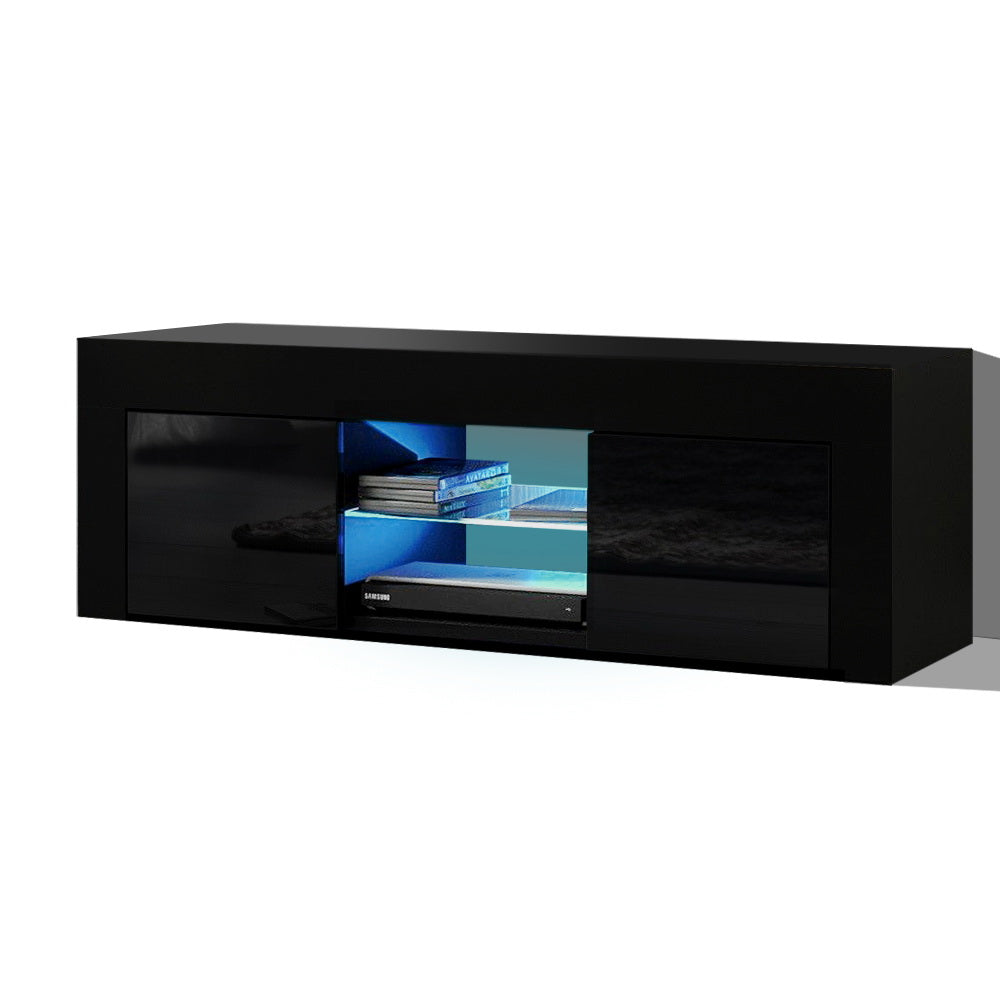 Crafted Comforts  Entertainment Unit TV Cabinet LED 130cm Black Angus