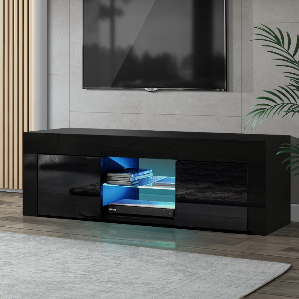 Crafted Comforts  Entertainment Unit TV Cabinet LED 130cm Black Angus
