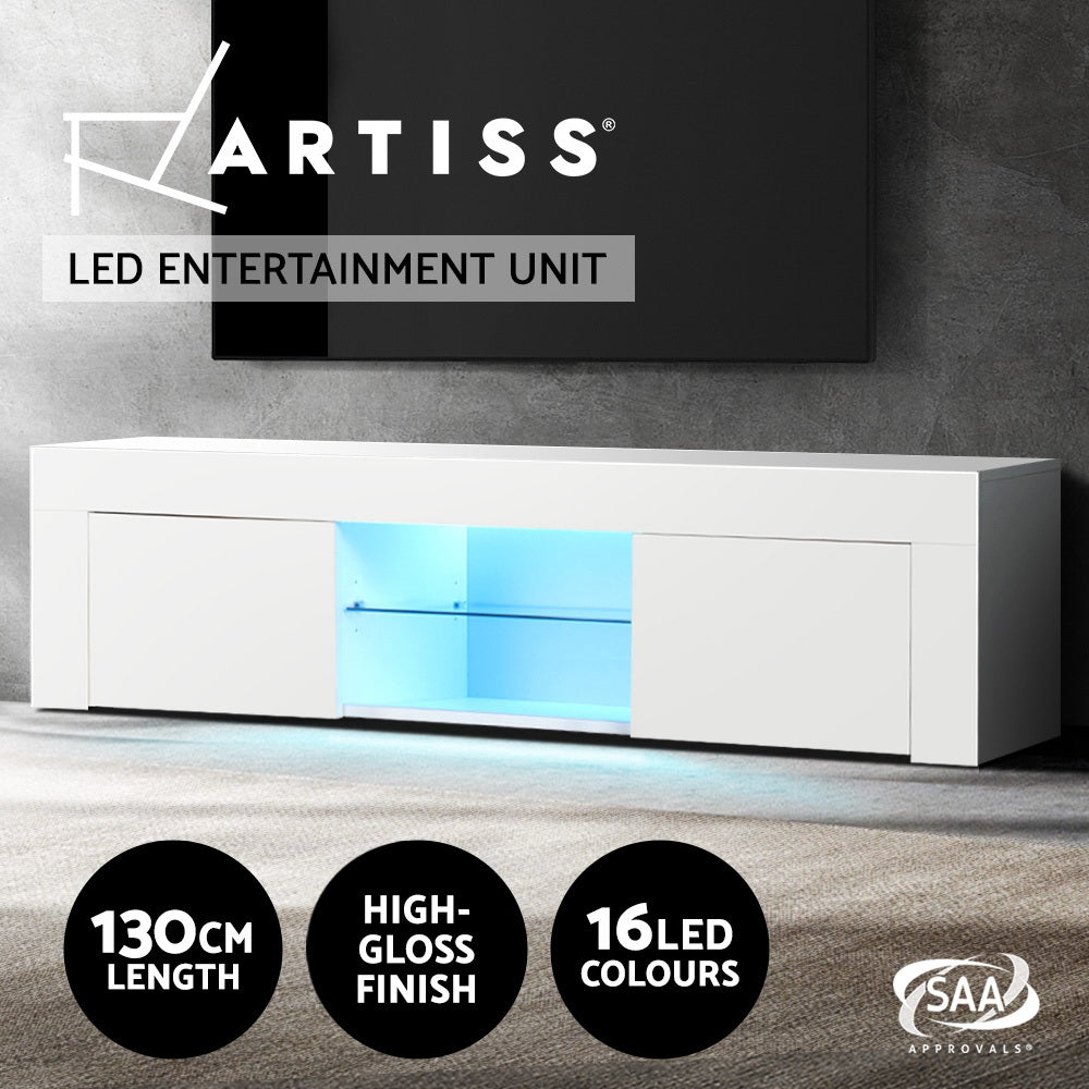 Crafted Comforts  Entertainment Unit TV Cabinet LED 130cm White Angus