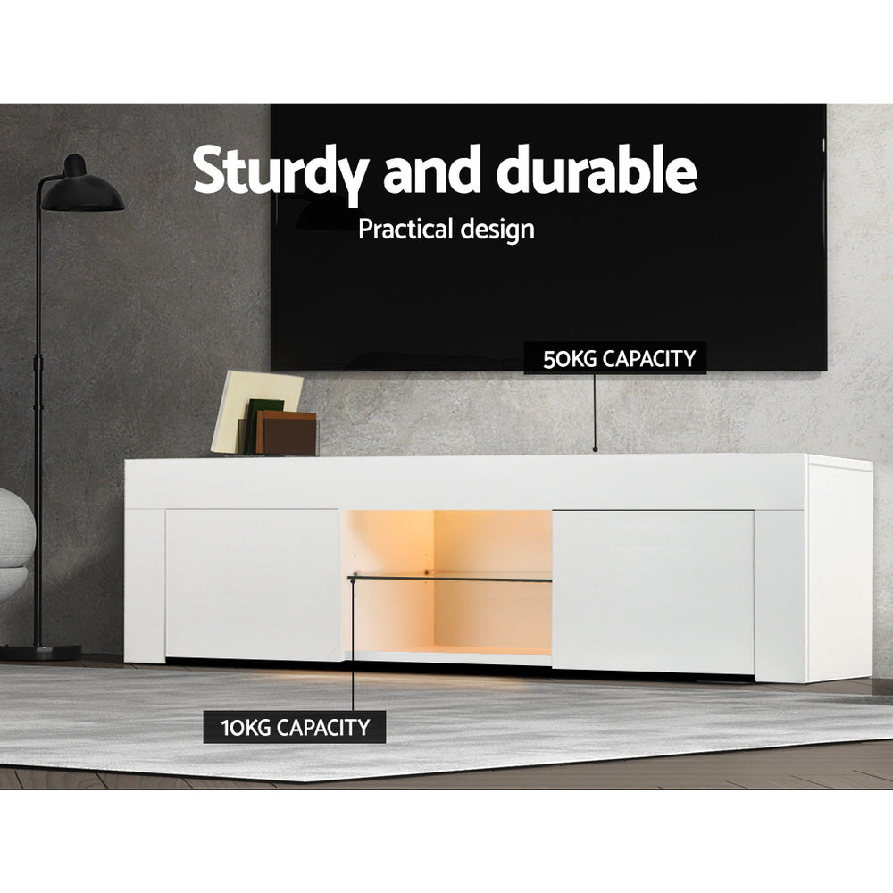 Crafted Comforts  Entertainment Unit TV Cabinet LED 130cm White Angus