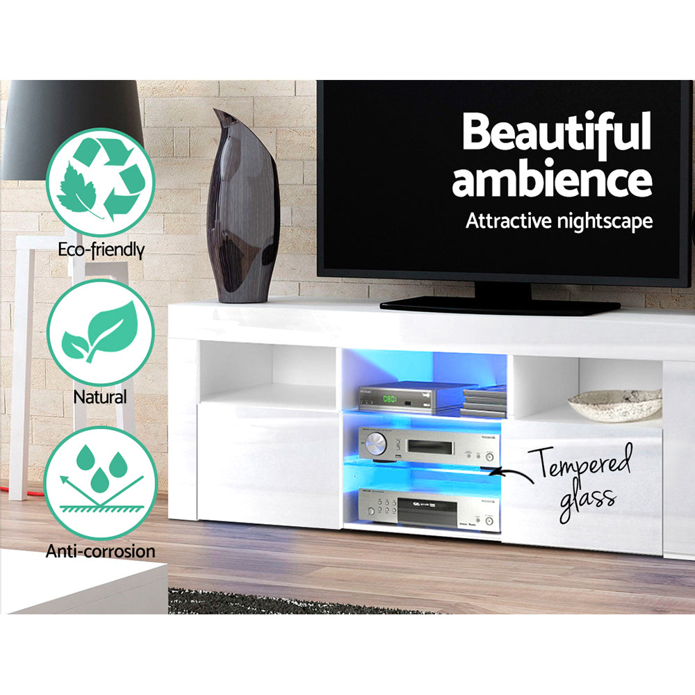 Crafted Comforts  Entertainment Unit TV Cabinet LED 145cm White Angus