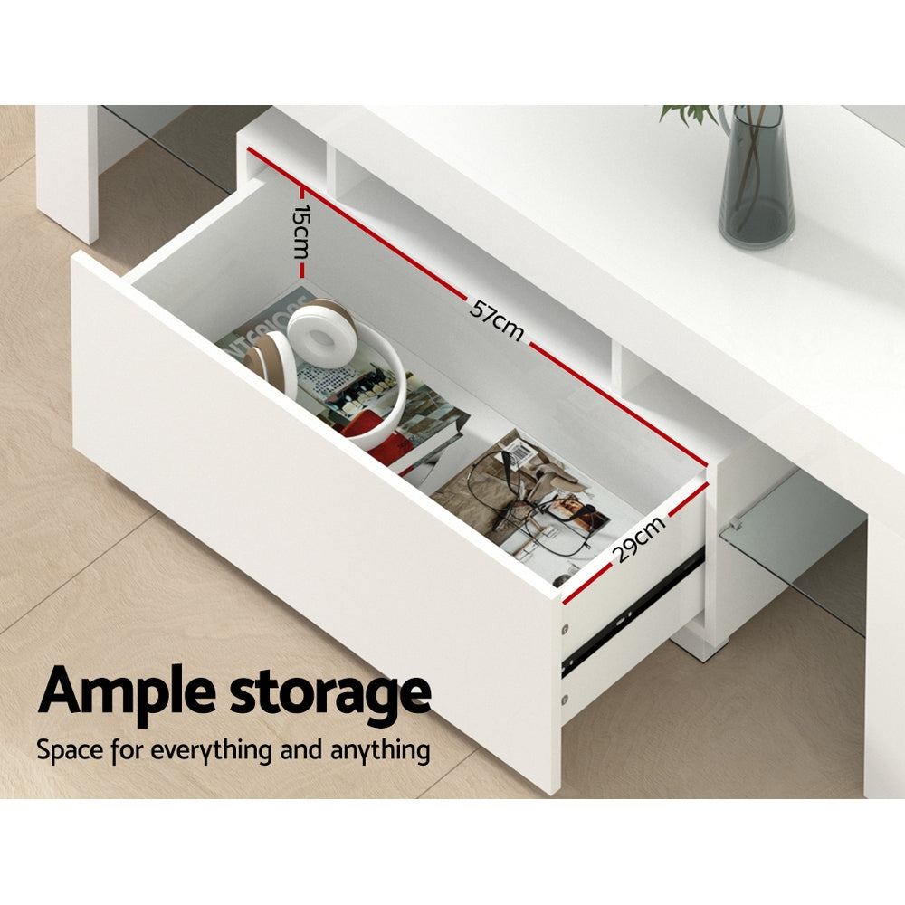 Crafted Comforts  Entertainment Unit TV Cabinet LED 130cm White Elo