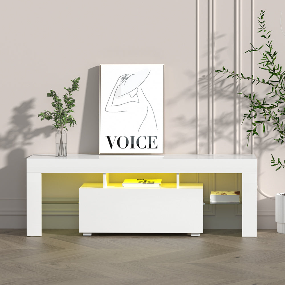 Crafted Comforts  Entertainment Unit TV Cabinet LED 130cm White Elo