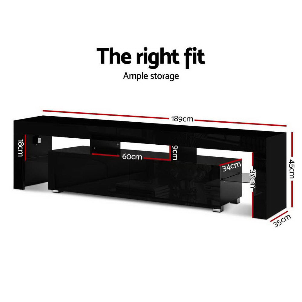 Crafted Comforts  Entertainment Unit TV Cabinet LED 189cm Black Elo