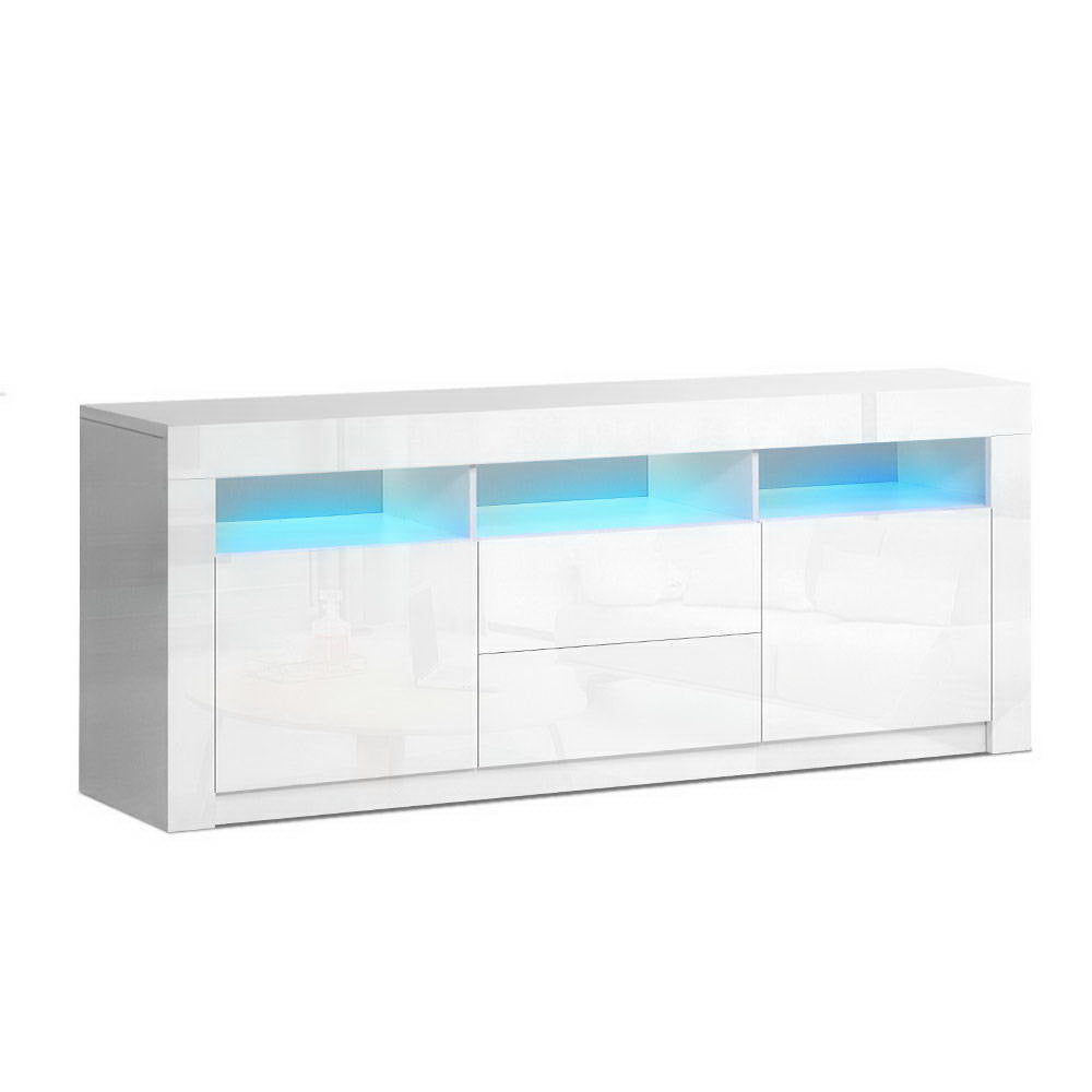 Crafted Comforts  Entertainment Unit TV Cabinet LED 160cm White Anna