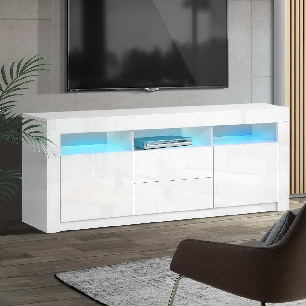 Crafted Comforts  Entertainment Unit TV Cabinet LED 160cm White Anna