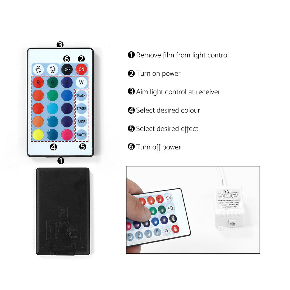 Crafted Comforts  Bedside Table LED 3 Drawers - COLEY Black