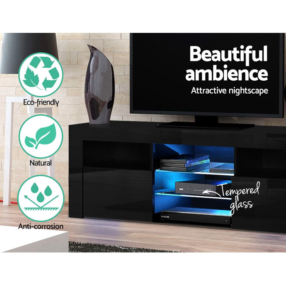 Crafted Comforts  Entertainment Unit TV Cabinet LED 160cm Black Bobi