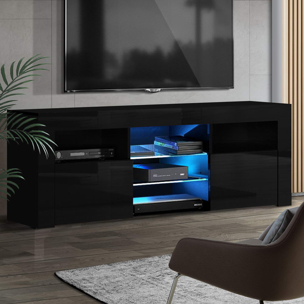 Crafted Comforts  Entertainment Unit TV Cabinet LED 160cm Black Bobi