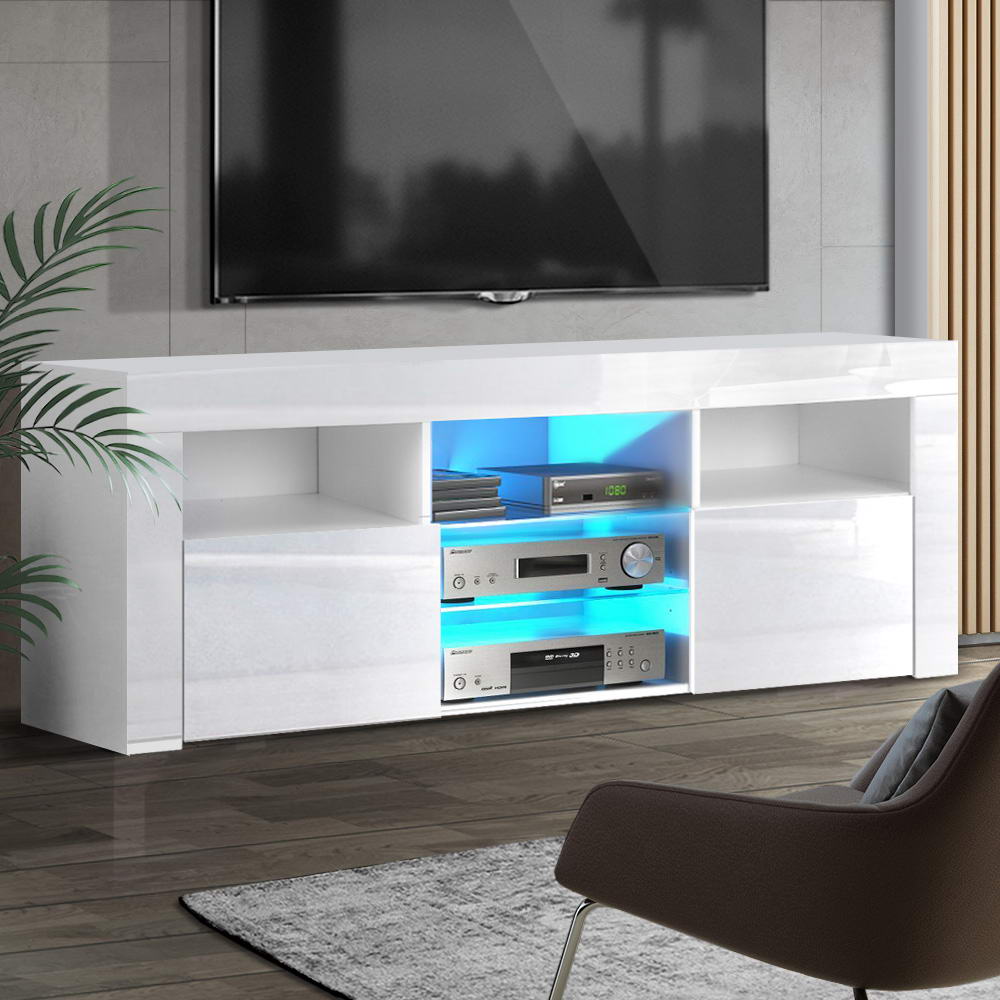 Crafted Comforts  Entertainment Unit TV Cabinet LED 160cm White Bobi
