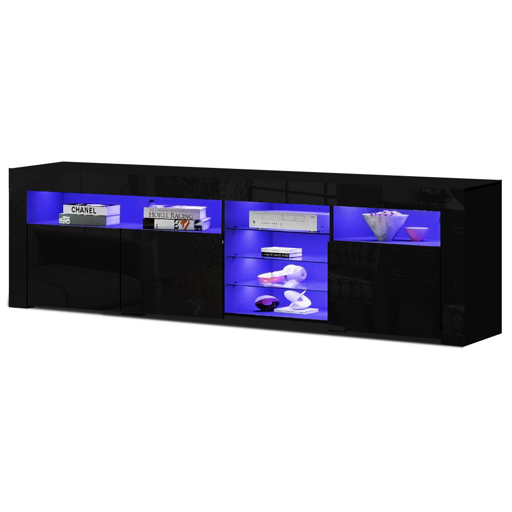 Crafted Comforts  Entertainment Unit TV Cabinet LED 180cm Black Bobi
