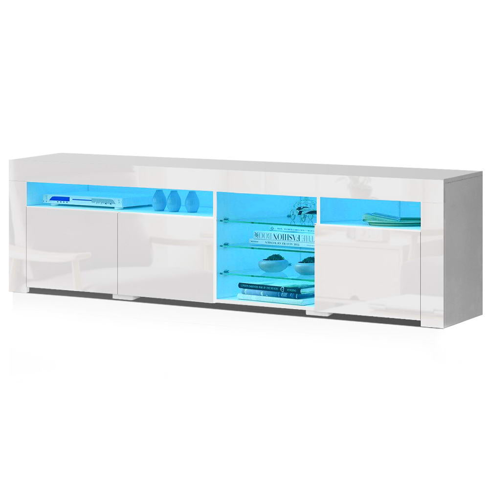 Crafted Comforts  Entertainment Unit TV Cabinet LED 180cm White Bobi
