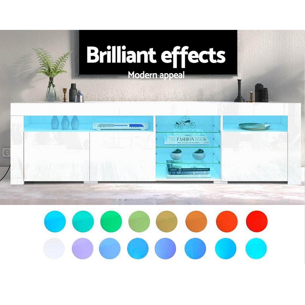 Crafted Comforts  Entertainment Unit TV Cabinet LED 180cm White Bobi