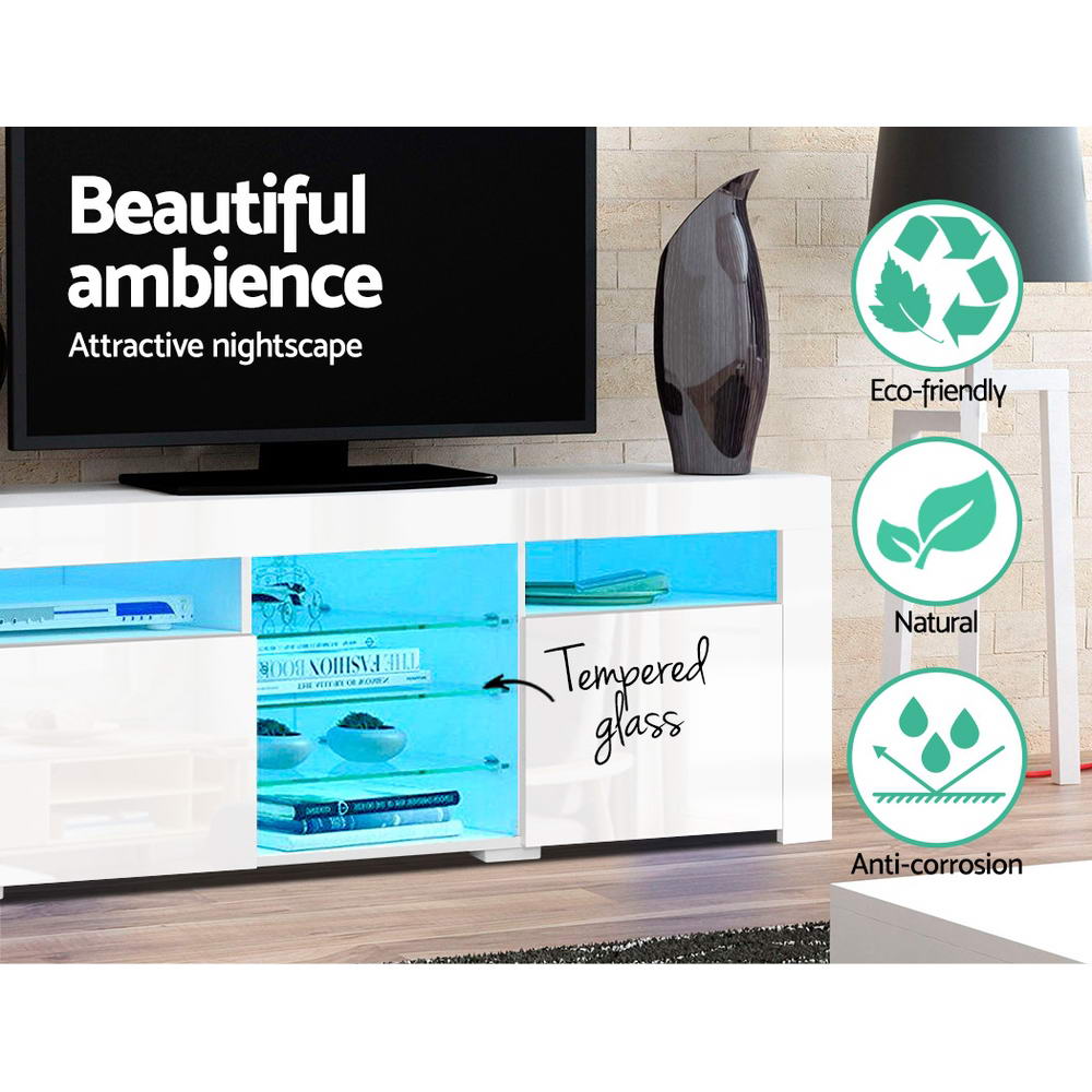 Crafted Comforts  Entertainment Unit TV Cabinet LED 180cm White Bobi