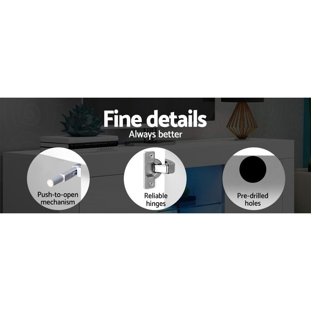 Crafted Comforts  Entertainment Unit TV Cabinet LED 180cm White Bobi