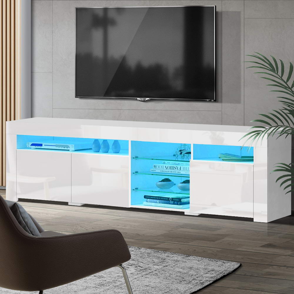 Crafted Comforts  Entertainment Unit TV Cabinet LED 180cm White Bobi