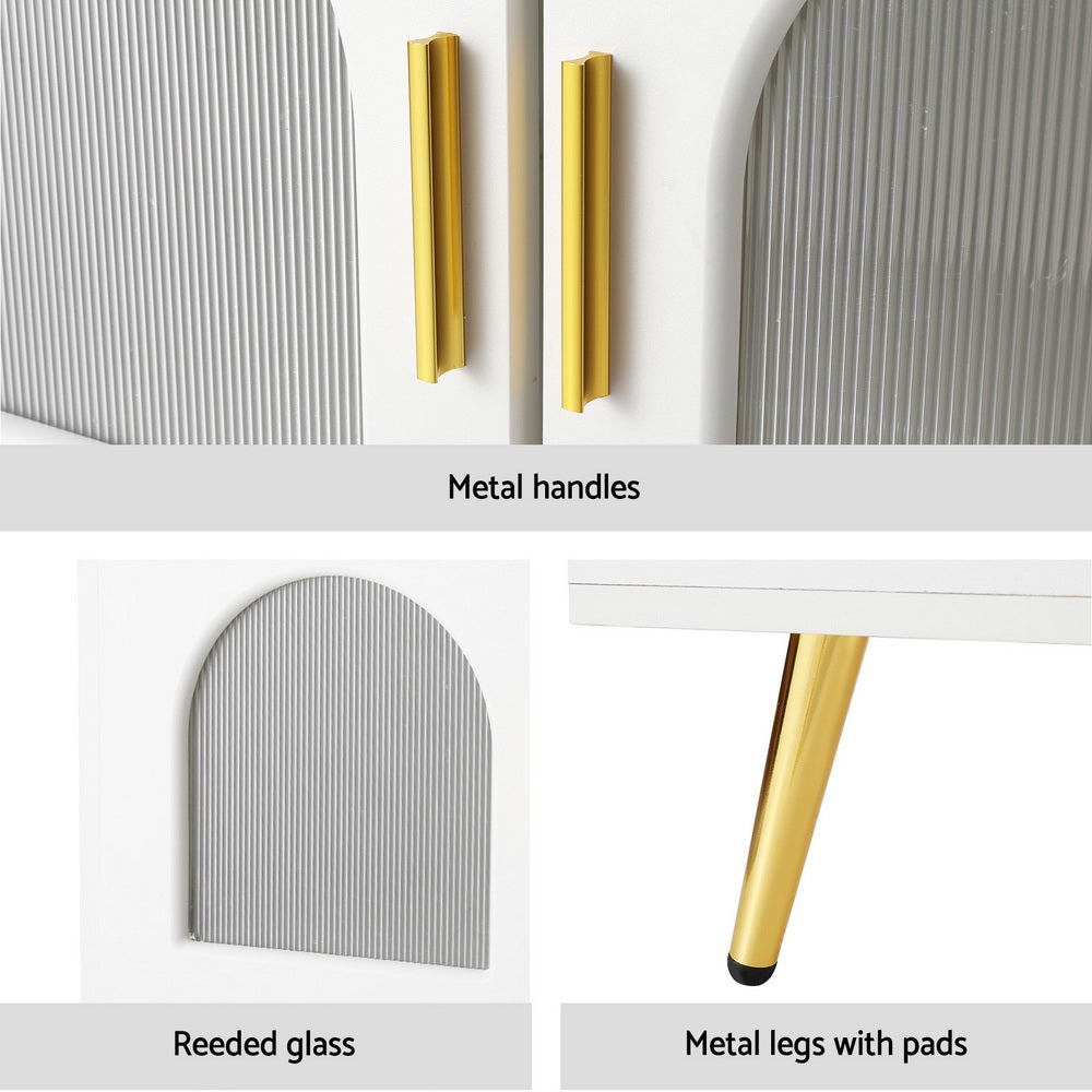 Crafted Comforts  LED Coffee Table Shelf Drawer Storage White