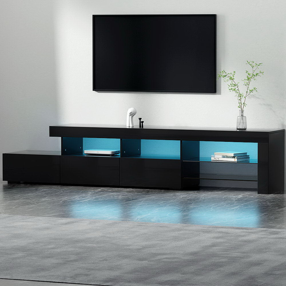 Crafted Comforts  Entertainment Unit TV Cabinet LED 215cm Black Caya