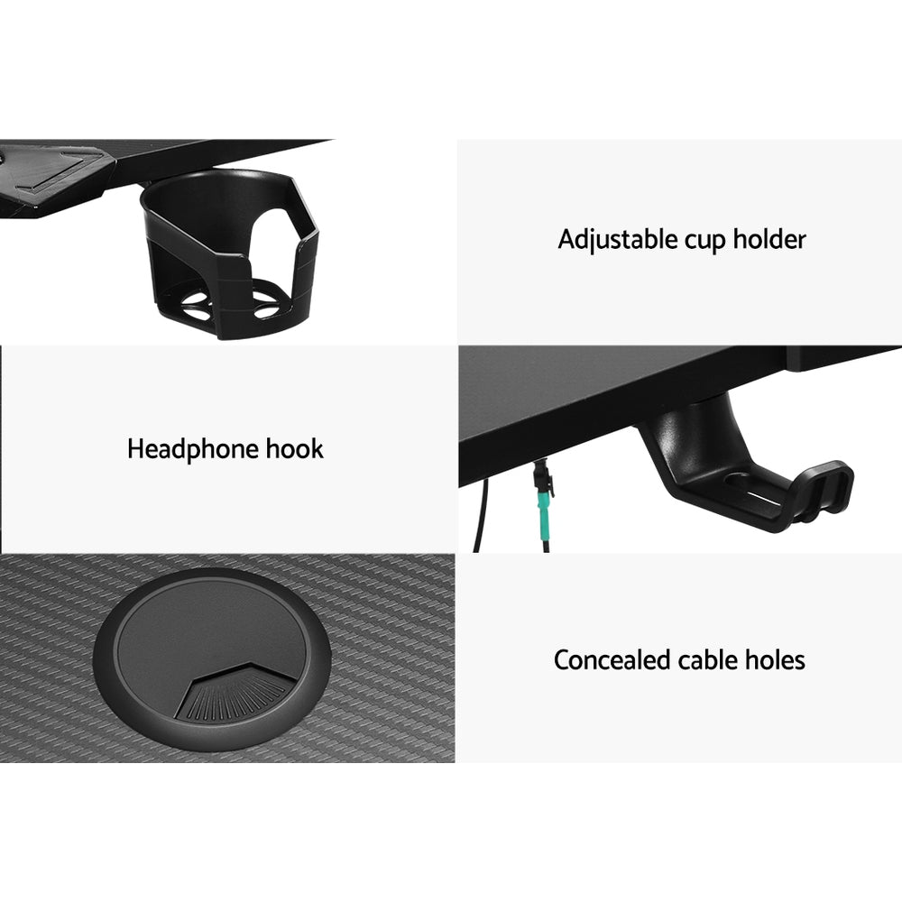 Crafted Comforts  Gaming Desk Computer Desks LED Light 120CM