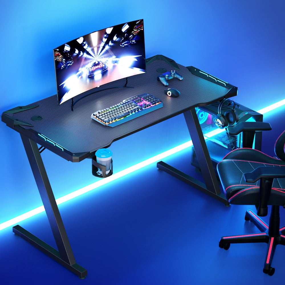 Crafted Comforts  Gaming Desk Computer Desks LED Light 120CM