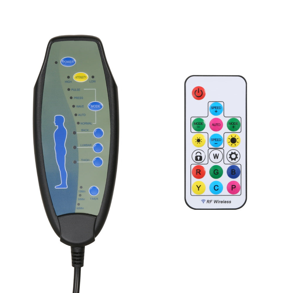 Crafted Comforts  6 Point Massage Gaming Office Chair 7 LED Footrest Black