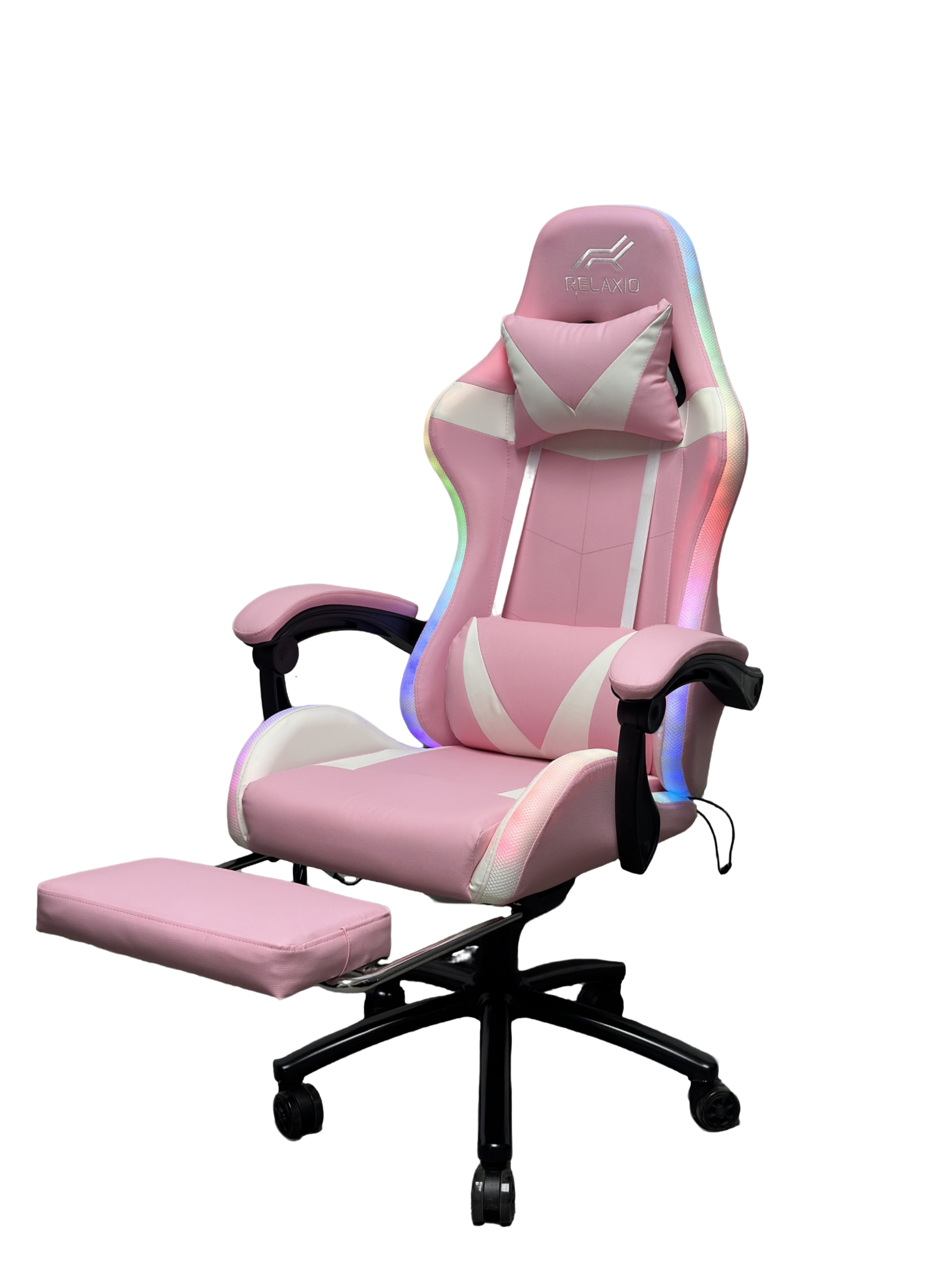 Gaming Chair With Headrest and Foot Rest LED Light - Blue